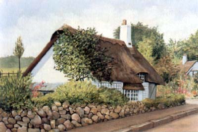 thatched cottage painting