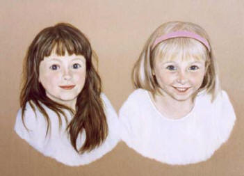 Pet Portraits - People Paintings from YOUR own photos  - 2 Girls in Oils