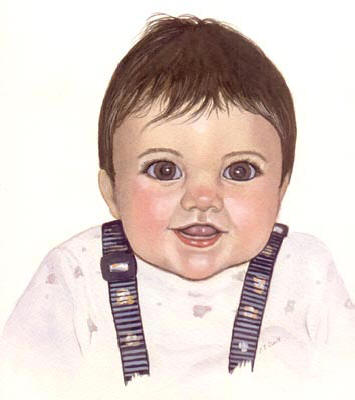 Pet Portraits - People Paintings from YOUR own photos  - Baby Boy in Watercolours