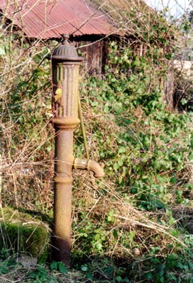 The Old Cottage's back garden with Water Pump - 9 February, 1989