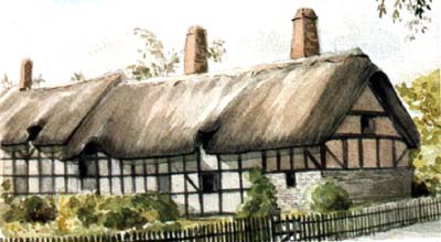 Pet Portraits - Animal Portraits from Photos of Your Favourite Scene - Anne Hathaway's Cottage - Watercolours