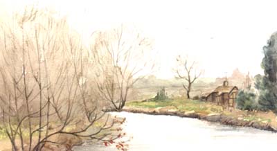 Pet Portraits - Animal Portraits from Photos of Your Favourite Scene - River at Ashow Village, England - Watercolours